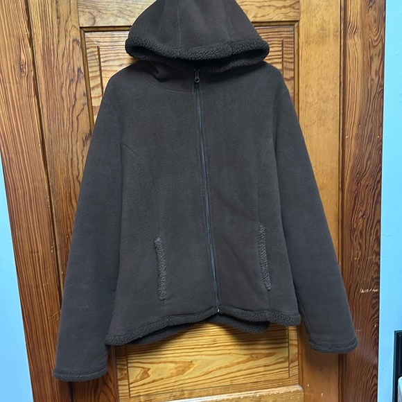 Faded Glory brown fuzzy lined hooded sweatshirt with zipper - Picture 1 of 8